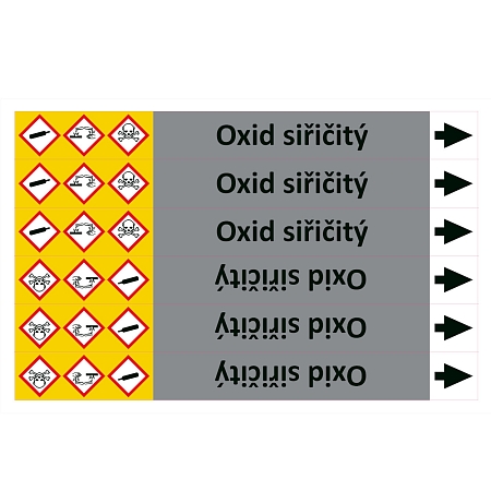 Značení potrubí ISO 20560, oxid siřičitý